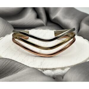 SS Wakatobi Wave Cuff Bracelet w Gold Accents